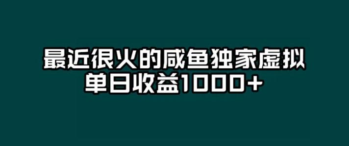 最近很火的咸鱼独家虚拟，单日收益1000+-优创项目网