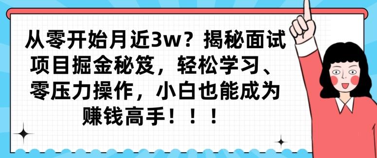 从零开始月近3w？揭秘面试项目掘金秘笈，轻松学习、零压力操作，小白也能成为赚钱高手-优创项目网
