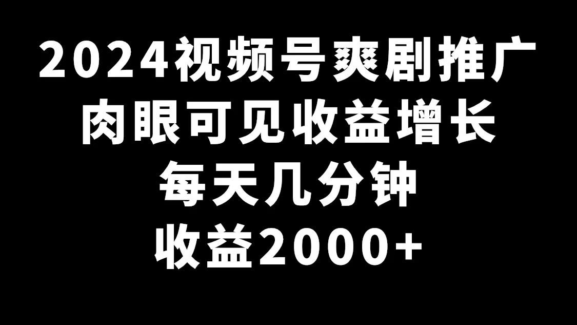 2024视频号爽剧推广，肉眼可见的收益增长，每天几分钟收益2000+-优创项目网