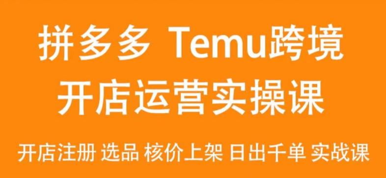 2024Temu最新玩法，Temu跨境开店运营实操课，开店注册/选品/核价上架/日出千单实战课-优创项目网