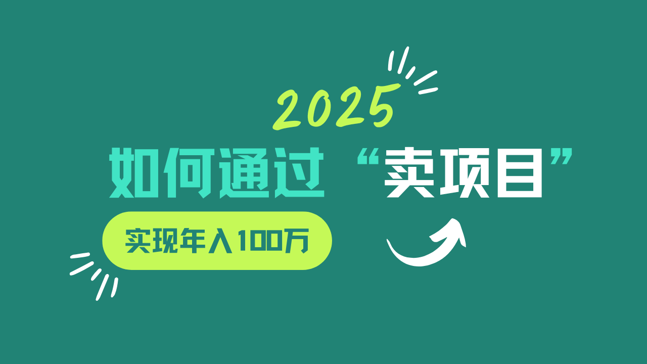 2025年如何通过“卖项目”实现年入100w-优创项目网