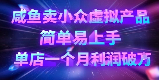 咸鱼卖小众虚拟产品，简单易上手，单店一个月利润破W-优创项目网
