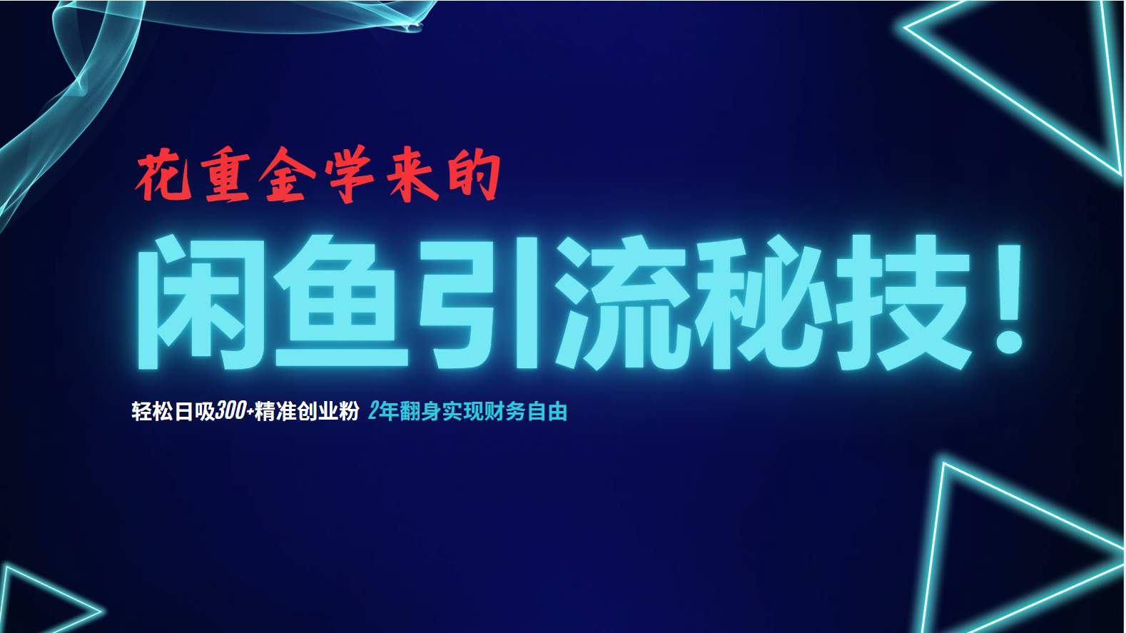 花重金学来的闲鱼引流秘技！轻松日吸300+精准创业粉，每天躺赚5000+，2...-优创项目网