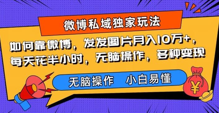 如何靠微博，发发图片月入10万+，‌每天花半小时，无脑操作，多种变现-优创项目网