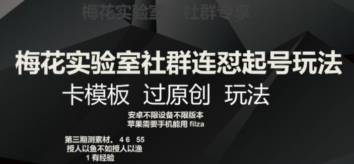 梅花实验室社群连怼起号玩法，卡模板过原创玩法【揭秘】-优创项目网