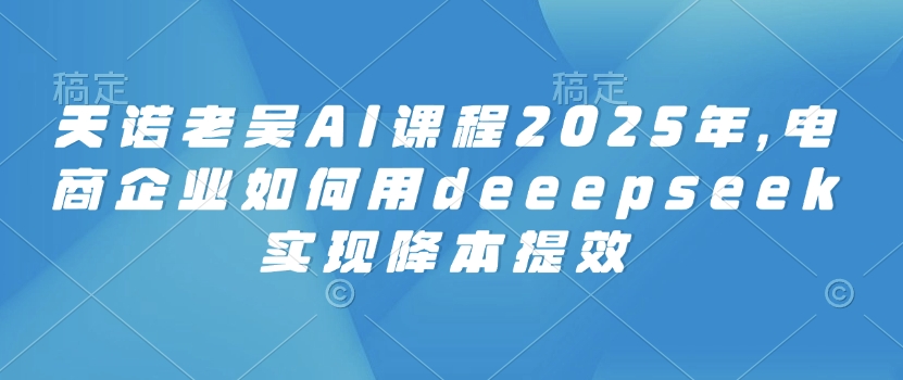 天诺老吴AI课程2025年，电商企业如何用deeepseek实现降本提效-优创项目网
