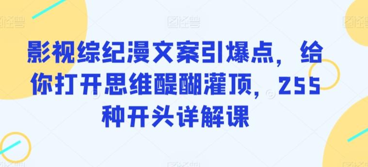 影视综纪漫文案引爆点，给你打开思维醍醐灌顶，255种开头详解课-优创项目网