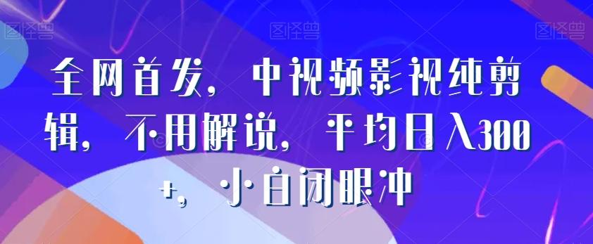 全网首发，中视频影视纯剪辑，不用解说，平均日入300+，小白闭眼冲-优创项目网