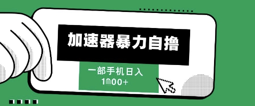 205新风口，加速器暴力自撸，单机日入1k+【揭秘】-优创项目网