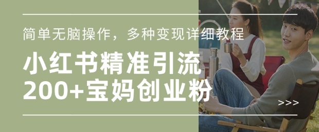 小红书混剪日引200+宝妈创业粉，简单无脑操作，多种变现详细教程-优创项目网