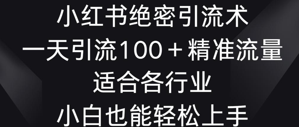 小红书绝密引流术，一天引流100+精准流量，适合各个行业，小白也能轻松上手【揭秘】-优创项目网