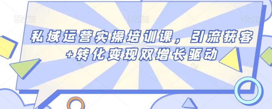 私域运营实操培训课，引流获客+转化变现双增长驱动-优创项目网