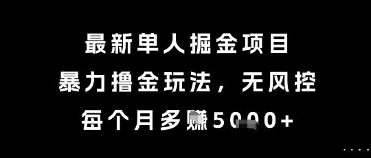 最新单人掘金项目，暴力撸金玩法，无风控，每个月多挣5k+【揭秘】-优创项目网