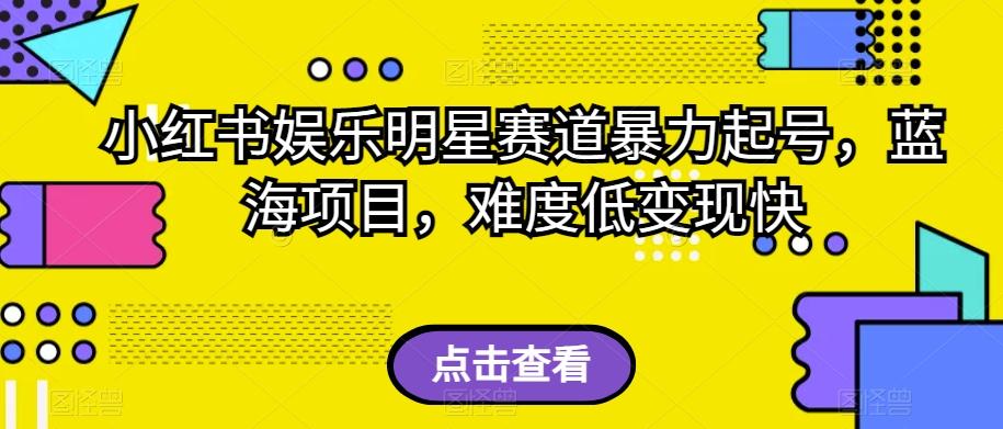 小红书娱乐明星赛道暴力起号，蓝海项目，难度低变现快【揭秘】-优创项目网