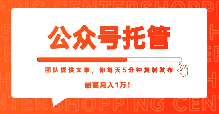 【公众号托管 】我提供文章，你每天５分钟复制发布，最高月入1W-优创项目网