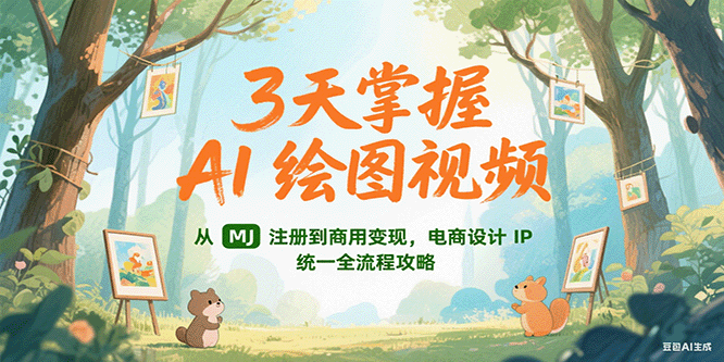 3天掌握AI绘图视频，从MJ 注册到商用变现，电商设计IP统一全流程攻略-优创项目网