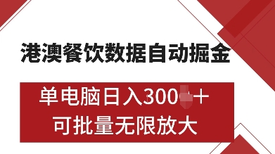 港澳餐饮数据全自动掘金，单电脑日入多张, 可矩阵批量无限操作【揭秘】-优创项目网