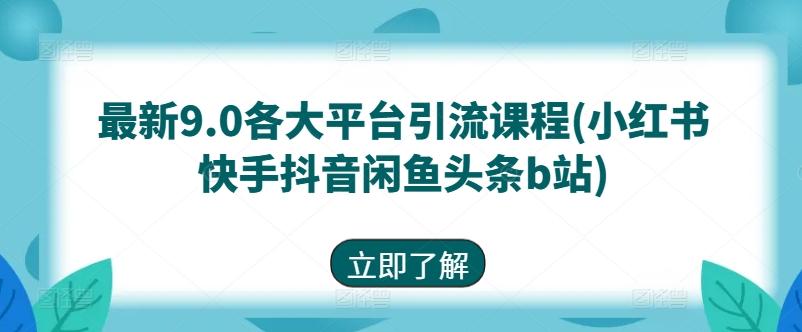 最新9.0各大平台引流课程(小红书快手抖音闲鱼头条b站)-优创项目网