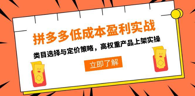 拼多多低成本盈利实战，类目选择与定价策略，高权重产品上架实操-优创项目网