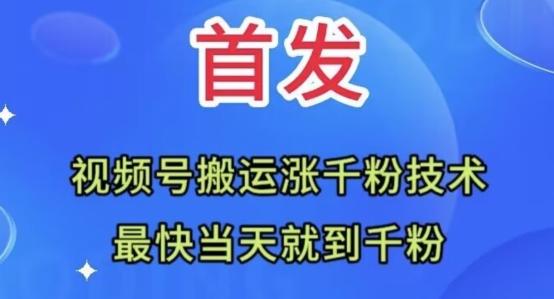 全网首发：视频号无脑搬运涨千粉技术，最快当天到千粉【揭秘】-优创项目网