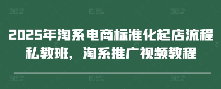2025年淘系电商标准化起店流程私教班，淘系推广视频教程-优创项目网