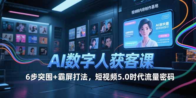 AI数字人获客课，6步突围+霸屏打法，短视频5.0时代流量密码-优创项目网