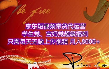 京东短视频带货代运营，学生党、宝妈党超级福利，只需每天无脑上传视频，月入8000+【仅揭秘】-优创项目网