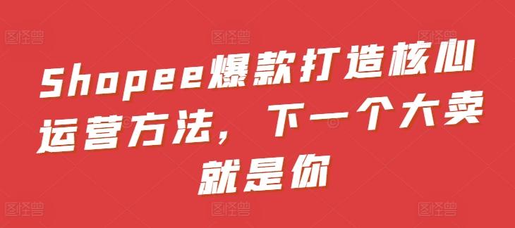 Shopee爆款打造核心运营方法，下一个大卖就是你-优创项目网