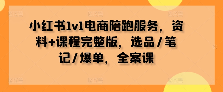 小红书1v1电商陪跑服务，资料+课程完整版，选品/笔记/爆单，全案课-优创项目网
