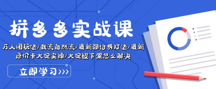 拼多多实战课：万人团玩法/截流自然流/最新强付费打法/最新原价卡大促..-优创项目网