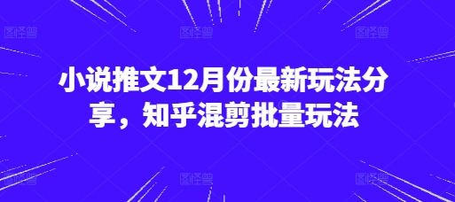 小说推文12月份最新玩法分享，知乎混剪批量玩法-优创项目网