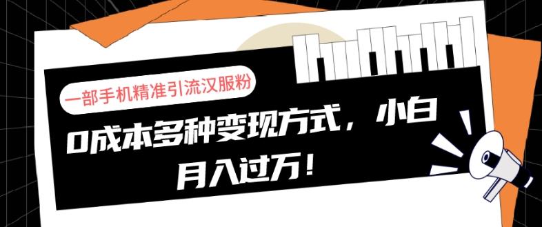 一部手机精准引流汉服粉，0成本多种变现方式，小白月入过万！-优创项目网