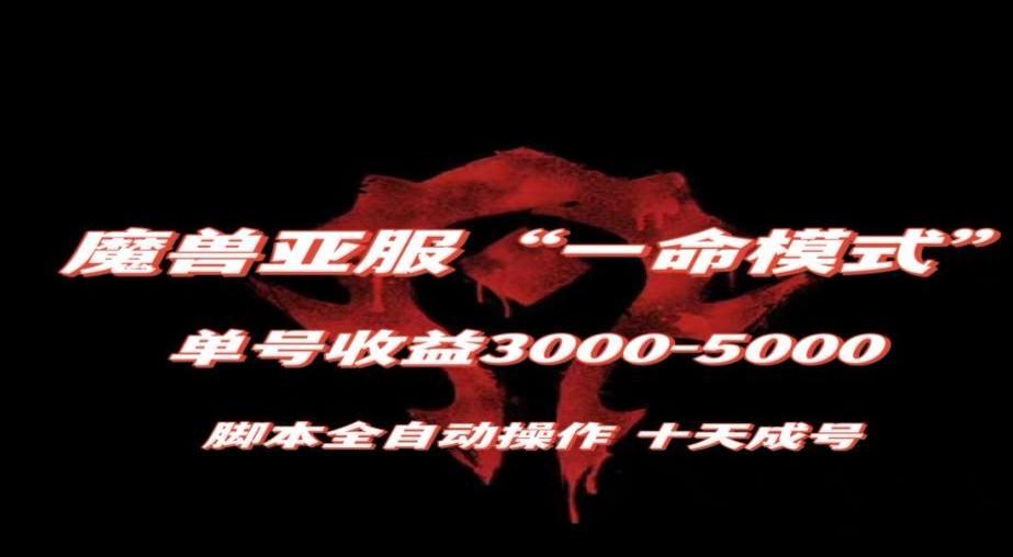魔兽亚服一命模式，10天成号-单号3千-5千，脚本全自动操作，保姆级教学【揭秘】-优创项目网
