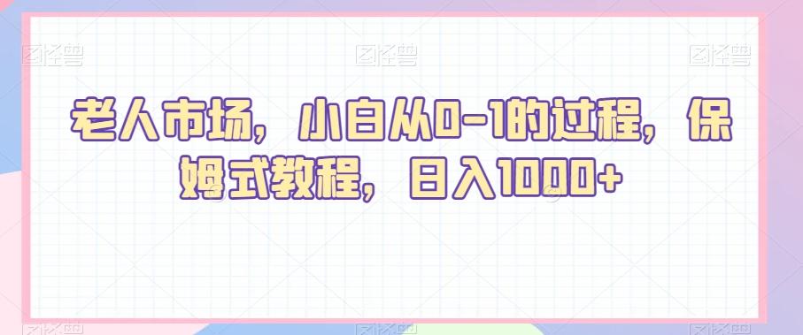 老人市场，小白从0-1的过程，保姆式教程，日入1000+-优创项目网