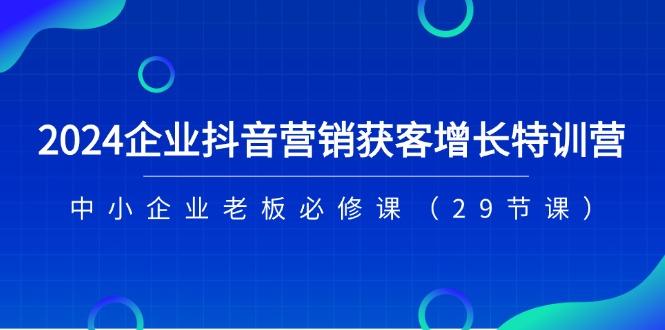 2024企业抖音-营销获客增长特训营，中小企业老板必修课(29节课-优创项目网