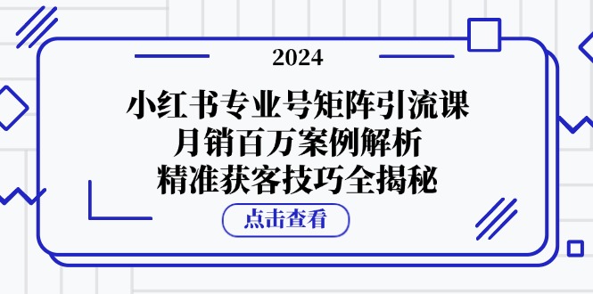 小红书专业号矩阵引流课，月销百万案例解析，精准获客技巧全揭秘-优创项目网