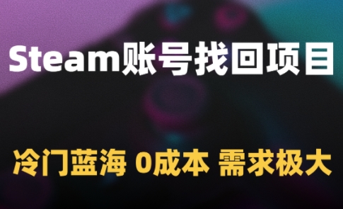 Steam账号找回项目，冷门蓝海，0成本，需求极大-优创项目网