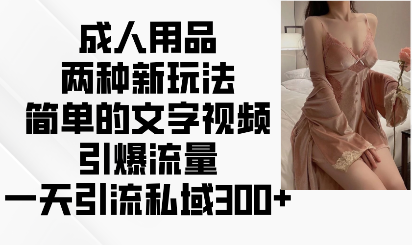 成人用品两种新玩法，简单的文字视频引爆流量，一天引流私域300+-优创项目网