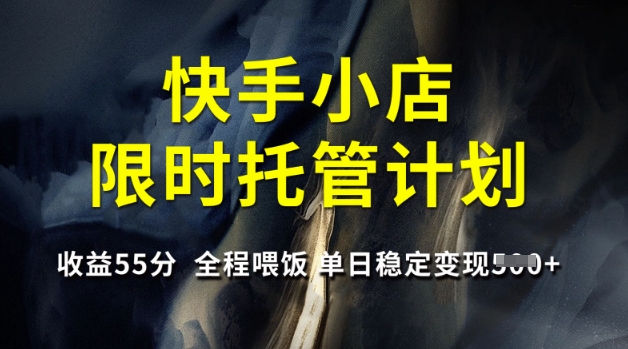 快手小店限时托管计划，收益55分，全程喂饭，单日稳定变现5张【揭秘】-优创项目网