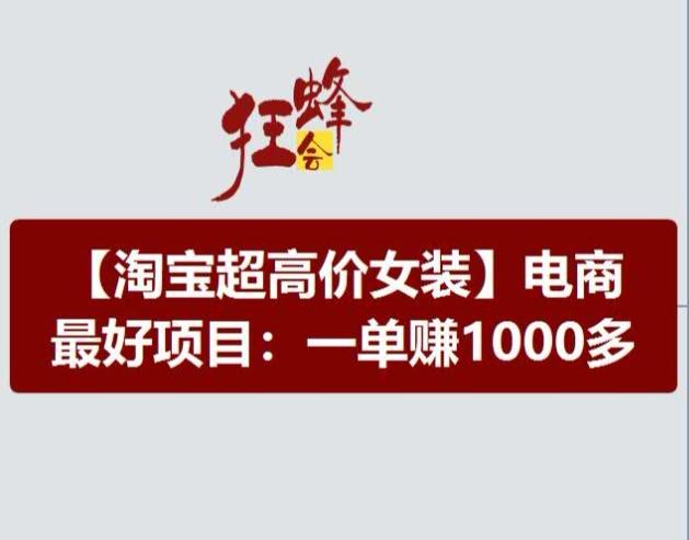 淘宝超高价女装项目，电商最好赛道，一单赚1000多-优创项目网