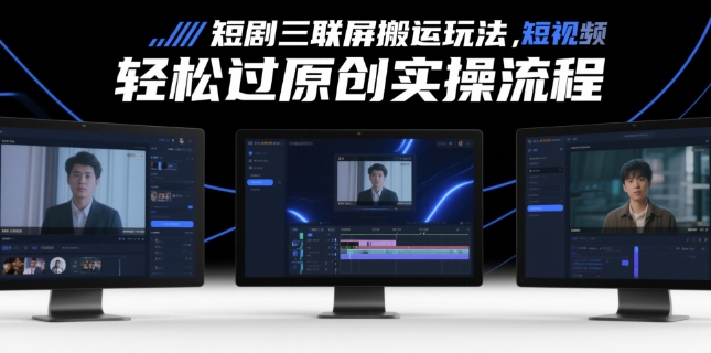 短剧三联屏搬运玩法，短剧搬运轻松过原创实操流程-优创项目网
