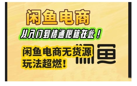闲鱼电商实战课，从入门到精通秘籍在此，闲鱼电商无货源玩法超燃!-优创项目网
