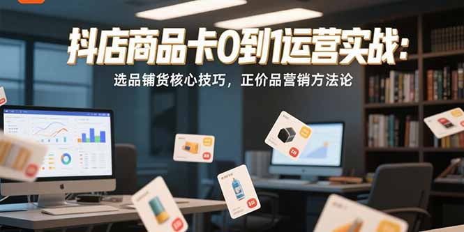 抖店商品卡0到1运营实战：选品铺货核心技巧，正价品营销方法论-优创项目网