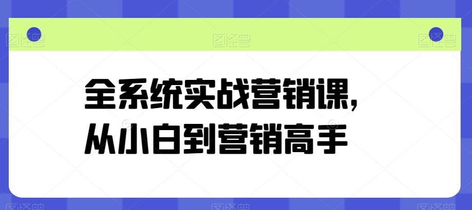 全系统实战营销课，从小白到营销高手-优创项目网