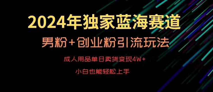 2024年独家蓝海赛道，成人用品单日卖货变现4W+，男粉+创业粉引流玩法，不愁搞不到流量【揭秘】-优创项目网