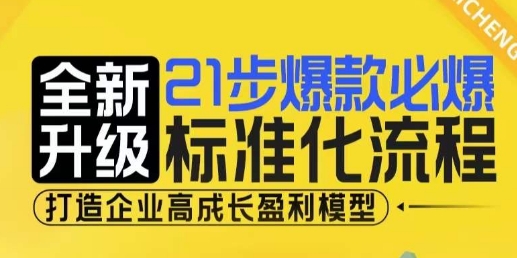 21步爆款必爆标准化流程，全新升级，打造企业高成长盈利模型-优创项目网