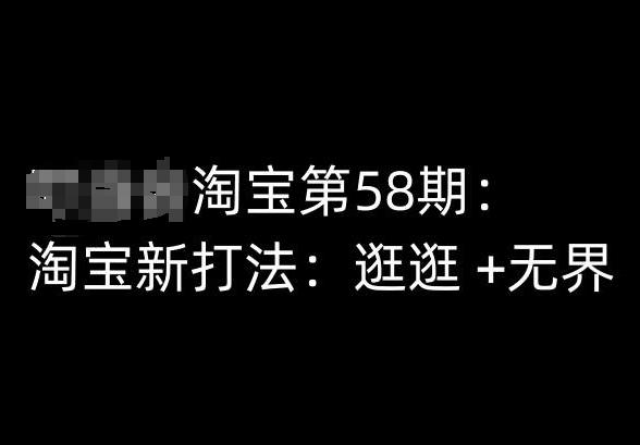 淘宝第58期培训课程，淘宝新打法：逛逛 +无界-优创项目网