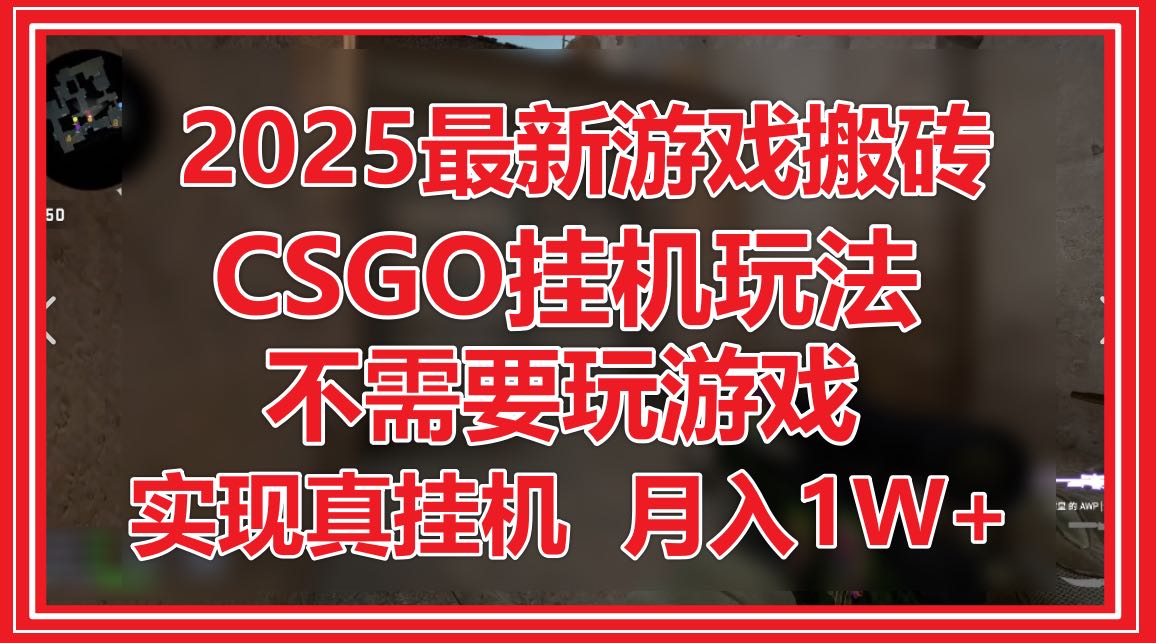 2025最新游戏搬砖，CSGO挂机，不需要玩游戏，实现真挂机，月入1W+-优创项目网