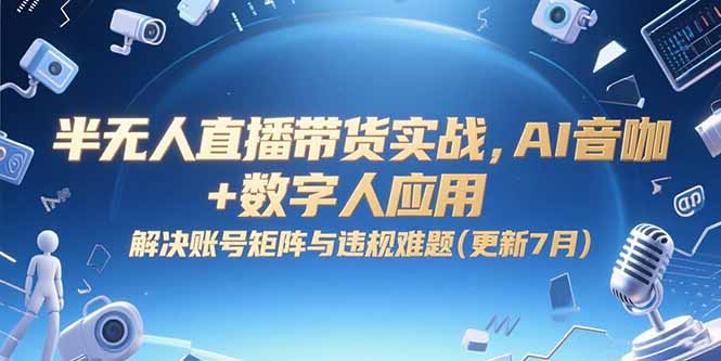 半无人直播带货实战，AI音咖+数字人应用 解决账号矩阵与违规难题(更新7月-优创项目网