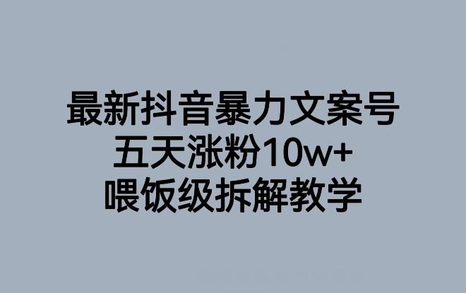 最新抖音暴力文案号，五天涨粉10w+，喂饭级拆解教学-优创项目网